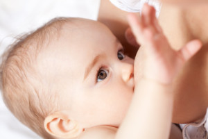 Baby schreit Brust an
